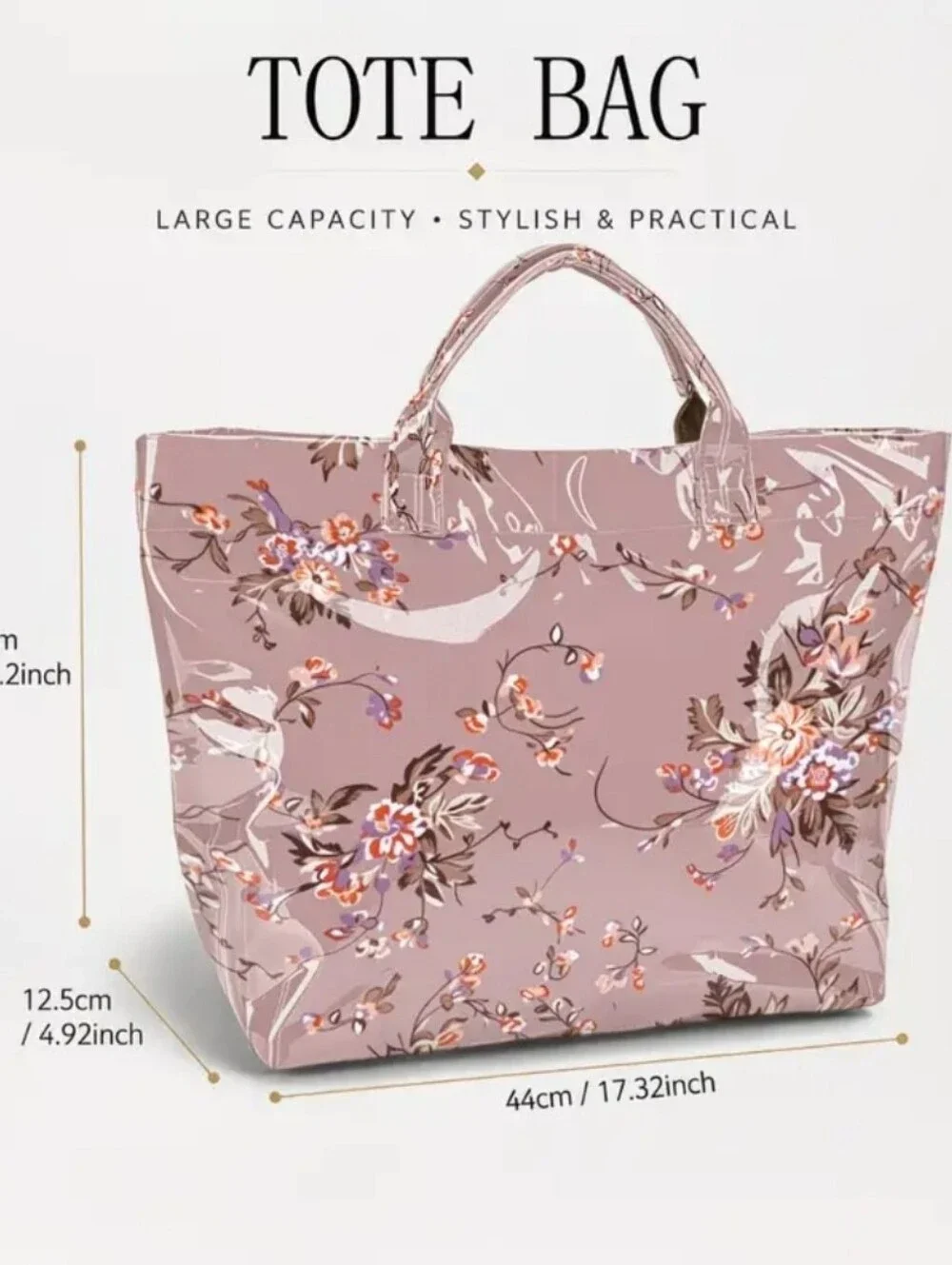 Wimen Elegant PVC Bag Floral Daily Commute Tote Hand Bag